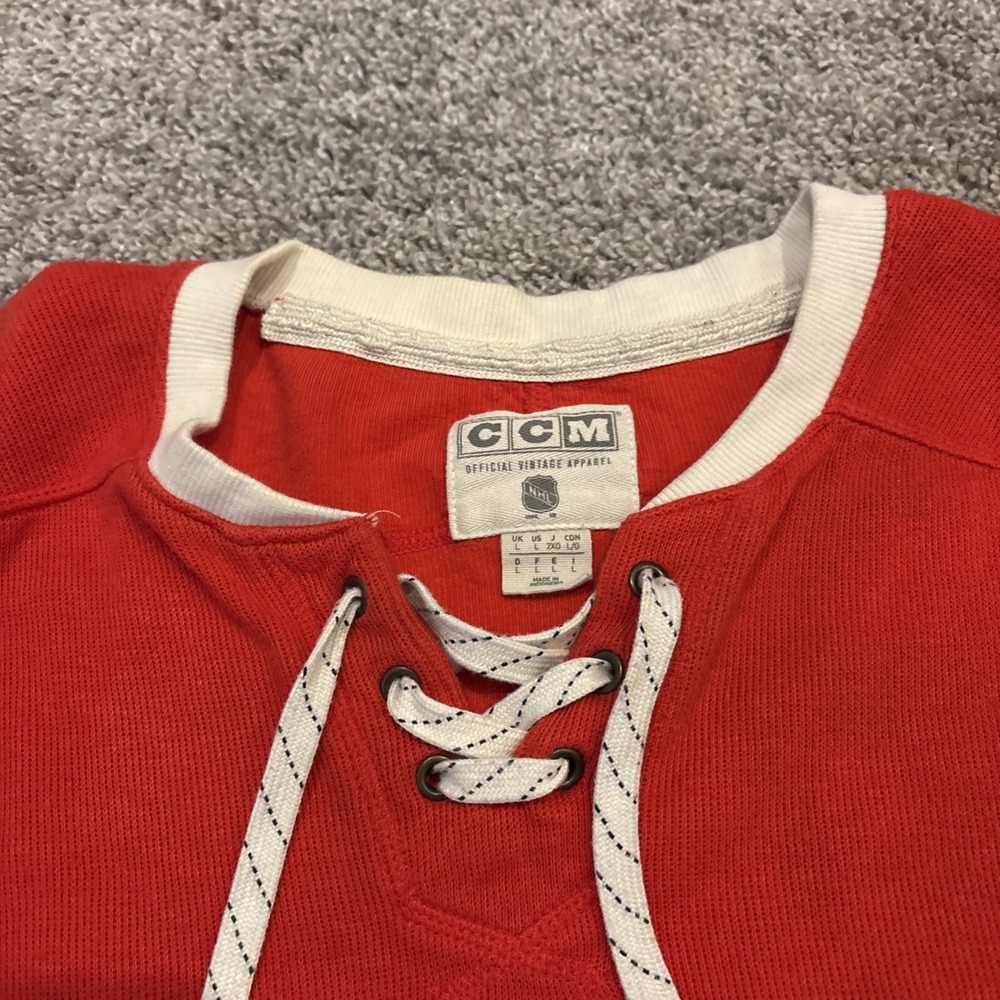 Detroit Red Wings Hockey Jersey Shirt Shersey NHL String Shirt CCM Size Large - Picture 9 of 14
